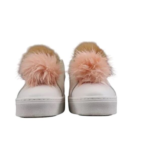 Sam Edelman Shoes Womens 8.5 Sneakers Leya Fashion Pom Pom Slip On Leather White - Picture 2 of 14